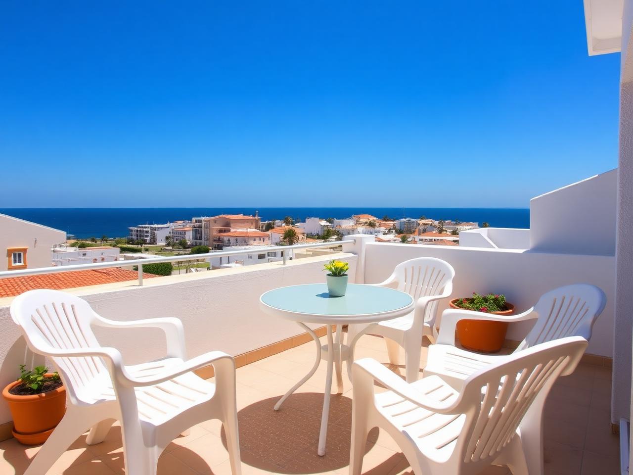 Terrasse d'un appartement Larache Almohit face à l'océan